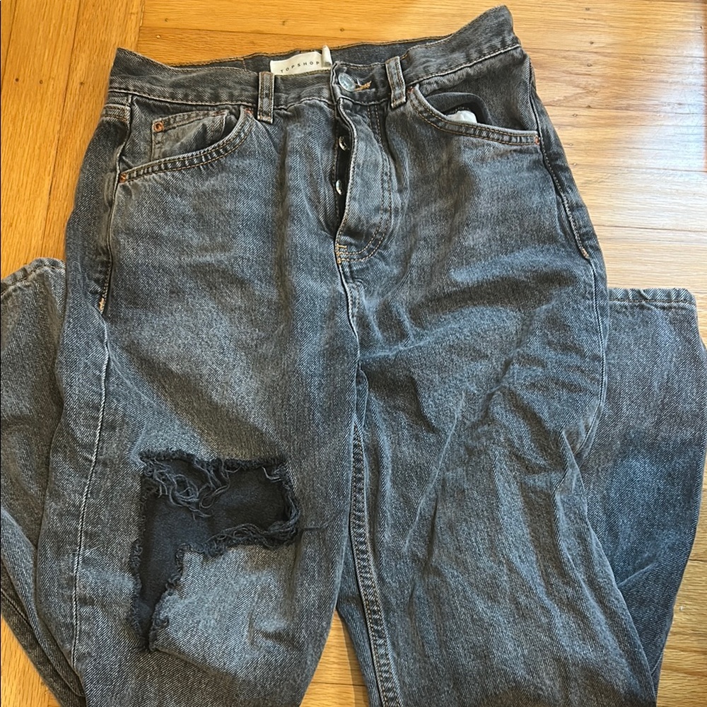 Men's Distressed Gray Jeans